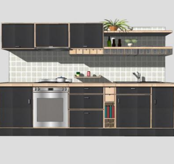 现代厨房壁柜橱柜SU模型下载_sketchup草图大师SKP模型
