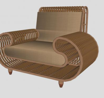 藤制扶手沙发夏日家具SU模型下载_sketchup草图大师SKP模型