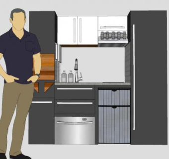 小型现代厨房橱柜厨具SU模型下载_sketchup草图大师SKP模型