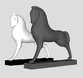 黑白小马工艺品摆件SU模型下载_sketchup草图大师SKP模型
