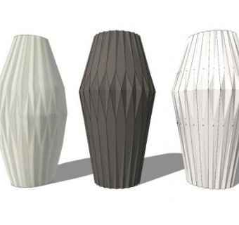 3个摆件工艺花瓶SU模型下载_sketchup草图大师SKP模型