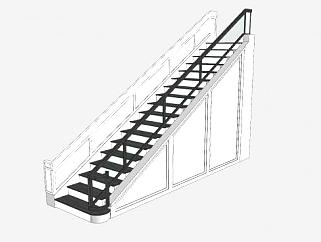 室内扶手梯楼梯三角形楼梯SU模型下载_sketchup草图...