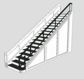 室内扶手梯楼梯三角形楼梯SU模型下载_sketchup草图大师SKP模型