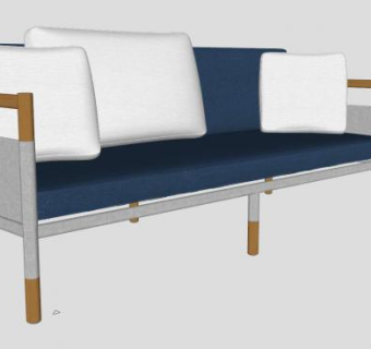 木制简欧风格沙发SU模型下载_sketchup草图大师SKP模型