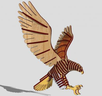 木制雕刻老鹰工艺品SU模型下载_sketchup草图大师SKP模型