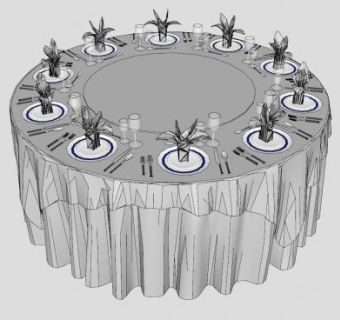 大圆形餐桌圆桌酒席桌SU模型下载_sketchup草图大师SKP模型