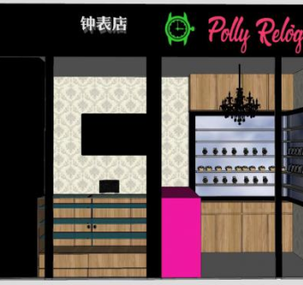 钟表店门面店面商店SU模型下载_sketchup草图大师SKP模型