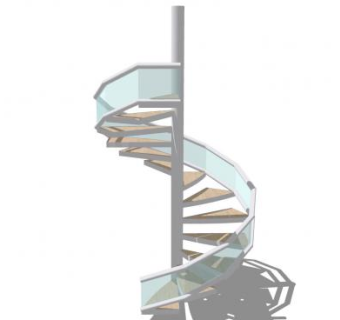 室内玻璃旋转楼梯SU模型下载_sketchup草图大师SKP模型