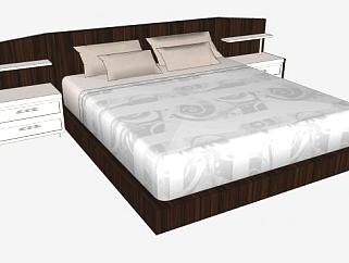 木制双人床床铺家具sketchup模型下载_sketchup草图大师SKP模型