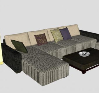 布艺沙发茶几和饮水机SU模型下载_sketchup草图大师SKP模型