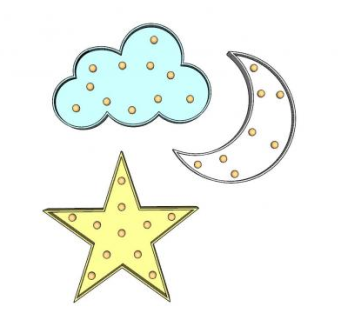 星星月亮云朵造型灯具SU模型下载_sketchup草图大师SKP模型