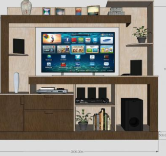 现代精美电视柜SU模型下载_sketchup草图大师SKP模型