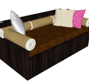 简易木制沙发卧榻SU模型下载_sketchup草图大师SKP模型