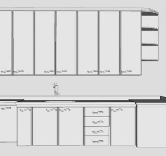 白色厨房橱柜SU模型下载_sketchup草图大师SKP模型