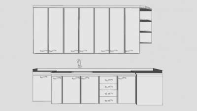 白色厨房橱柜SU模型下载_sketchup草图大师SKP模型