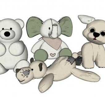 布娃娃玩具摆件品SU模型下载_sketchup草图大师SKP模型