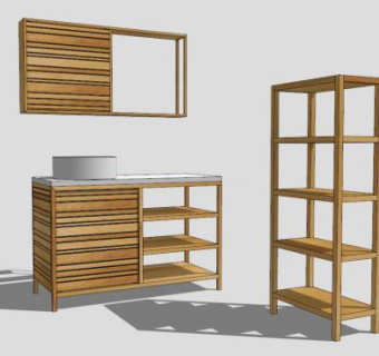 现代卫浴柜架洗漱台SU模型下载_sketchup草图大师SKP模型