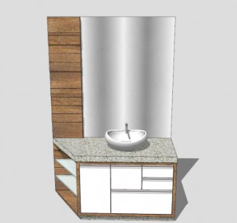 现代木质浴室柜洗漱台SU模型下载_sketchup草图大师SKP模型