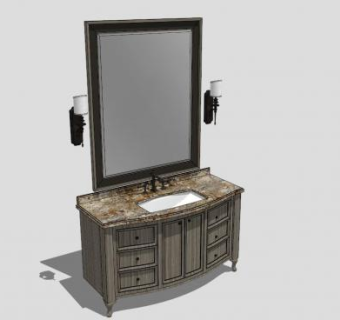 欧式卫浴柜洗漱台SU模型下载_sketchup草图大师SKP模型