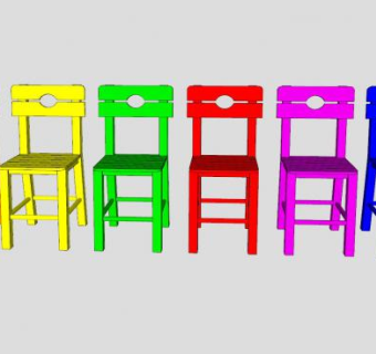 儿童木椅子凳子SU模型下载_sketchup草图大师SKP模型