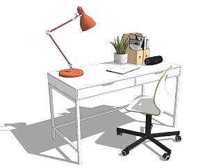 书桌写字桌办公桌椅SU模型下载_sketchup草图大师SKP模型
