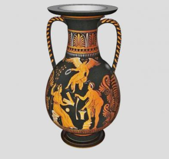 欧洲双耳花瓶SU模型下载_sketchup草图大师SKP模型