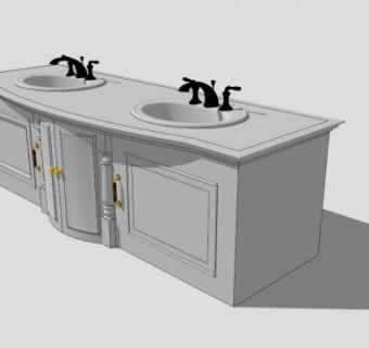 现代欧式一体式盆洗漱台SU模型下载_sketchup草图大师SKP模型