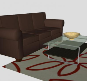 三人座沙发茶几家具SU模型下载_sketchup草图大师SKP模型