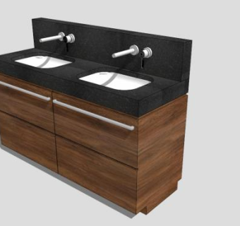 现代浴室柜洗脸台SU模型下载_sketchup草图大师SKP模型