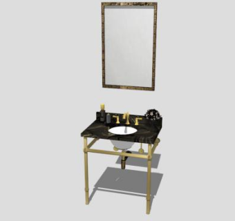 现代创意台下盆洗脸台SU模型下载_sketchup草图大师SKP模型