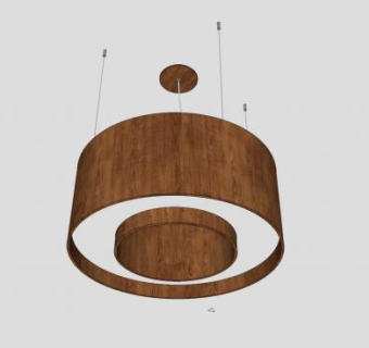 大圆形木制吊灯SU模型下载_sketchup草图大师SKP模型