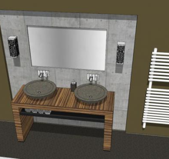 台上盆洗脸台浴室柜SU模型下载_sketchup草图大师SKP模型
