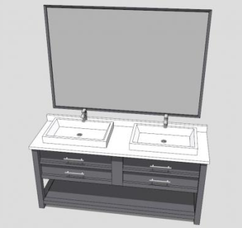 现代台上盆洗脸台浴室柜SU模型下载_sketchup草图大师SKP模型