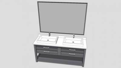 现代台上盆洗脸台浴室柜SU模型下载_sketchup草图大师SKP模型