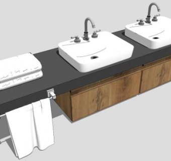 大理石台上盆洗漱台SU模型下载_sketchup草图大师SKP模型