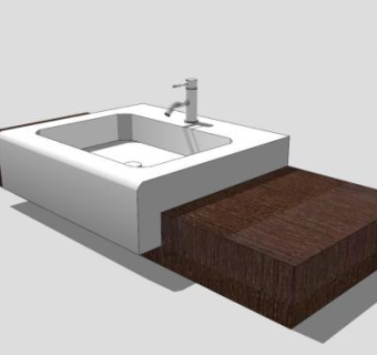 简约洗漱台SU模型下载_sketchup草图大师SKP模型
