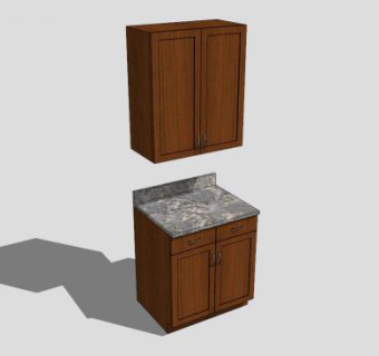 中式落地式浴室柜SU模型下载_sketchup草图大师SKP模型