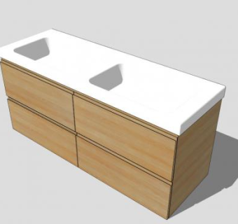 台下盘洗脸台落地式浴室柜SU模型下载_sketchup草图大师SKP模型