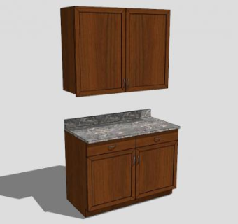 木质落地式浴室柜SU模型下载_sketchup草图大师SKP模型