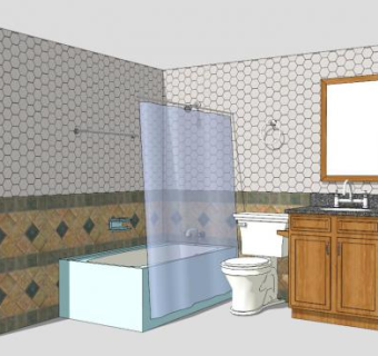 现代洗漱台落地式浴室柜SU模型下载_sketchup草图大师SKP模型