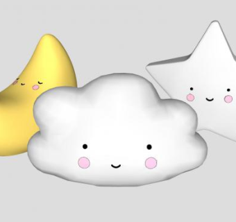 星星月亮云朵室内装饰品SU模型下载_sketchup草图大师SKP模型