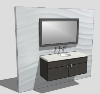 现代壁挂式室柜洗漱台SU模型下载_sketchup草图大师SKP模型