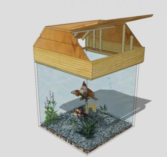 房形金鱼水族箱SU模型下载_sketchup草图大师SKP模型
