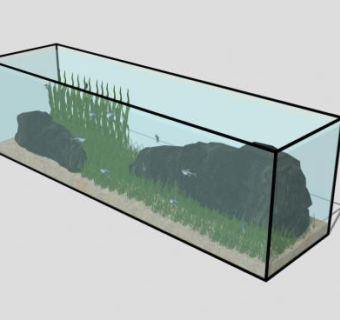 玻璃方形鱼缸SU模型下载_sketchup草图大师SKP模型