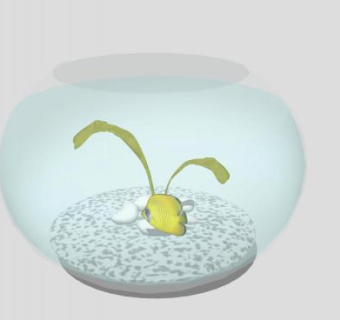 圆形玻璃鱼缸SU模型下载_sketchup草图大师SKP模型