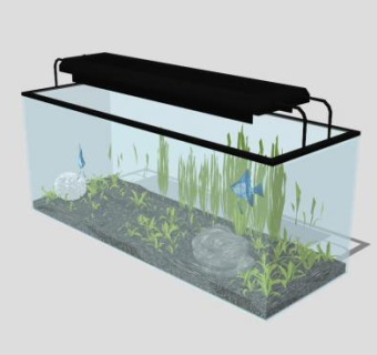 方形玻璃水族箱SU模型下载_sketchup草图大师SKP模型