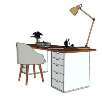 “和谐”家具写字台办公桌SU模型下载_sketchup草图大师SKP模型