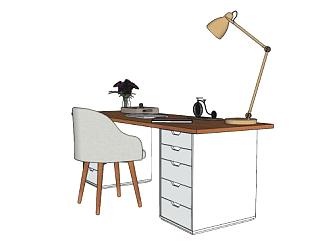 “和谐”家具写字台办公桌SU模型下载_sketchup草图大师SKP模型