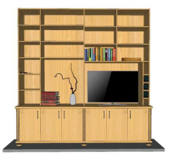 木质组合柜带电视柜SU模型下载_sketchup草图大师SKP模型