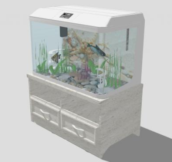 清新白色水族箱SU模型下载_sketchup草图大师SKP模型